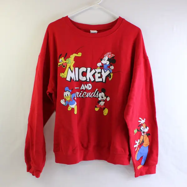 Disney Unisex Adult Size XL Mickey and Friends Red Pullover Sweatshirt