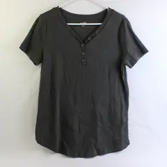 Duluth Trading Co. Dark Gray Short-Sleeved Henley Top Women's Medium
