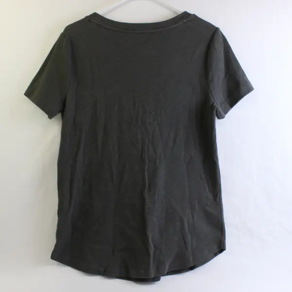 Duluth Trading Co. Dark Gray Short-Sleeved Henley Top Women's Medium