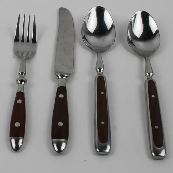 Lot Of 4 Hampton Silversmiths Bistro-Brown (Stainless) Flatware Knife Fork Spoon