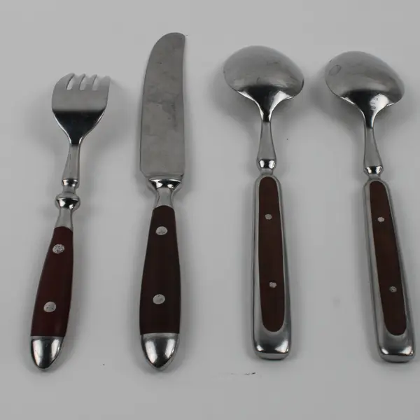 Lot Of 4 Hampton Silversmiths Bistro-Brown (Stainless) Flatware Knife Fork Spoon