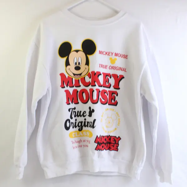 Disney Mickey Mouse Unisex XXL White Mickey Mouse Graphic Print Pullover Sweater