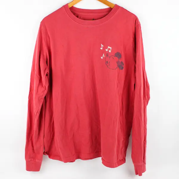 Disney Men's L Mickey "The One and Only" Red Long Sleeve Graphic Shirt