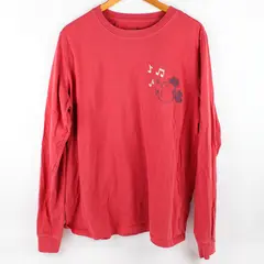 Disney Men's L Mickey "The One and Only" Red Long Sleeve Graphic Shirt