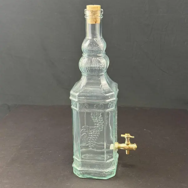 Vintage 16" Aqua  Glass Beverage Drink Dispenser Grapes Made In Spain