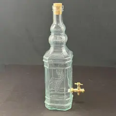Vintage 16" Aqua  Glass Beverage Drink Dispenser Grapes Made In Spain