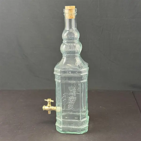 Vintage 16" Aqua  Glass Beverage Drink Dispenser Grapes Made In Spain