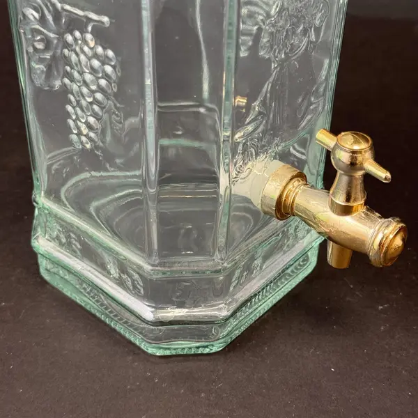 Vintage 16" Aqua  Glass Beverage Drink Dispenser Grapes Made In Spain