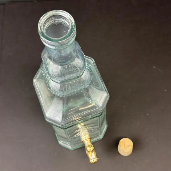 Vintage 16" Aqua  Glass Beverage Drink Dispenser Grapes Made In Spain