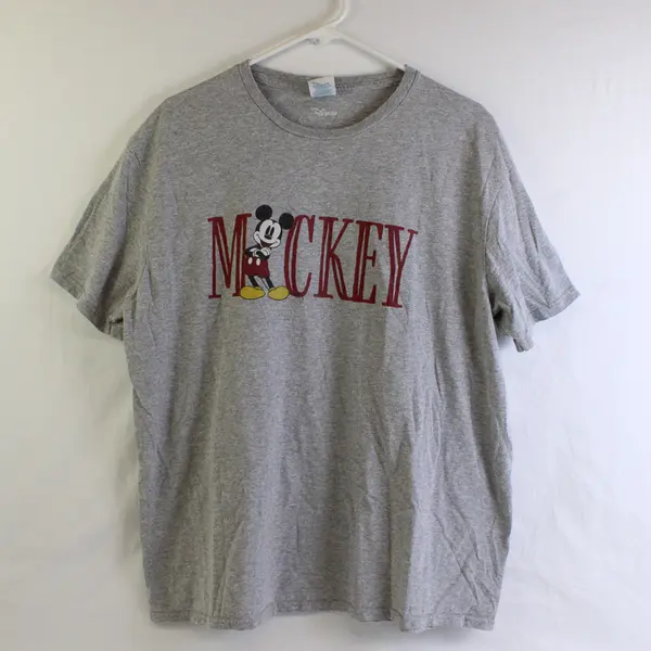 Delta Soft Disney Adult XL Gray/Red Mickey Graphic Short Sleeve T-Shirt