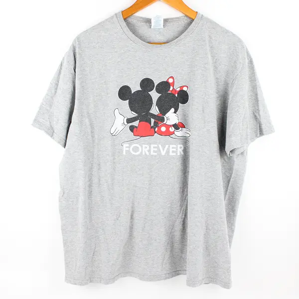 Delta Soft Disney Adult XL Gray "Forever" Mickey & Minnie Graphic T-Shirt