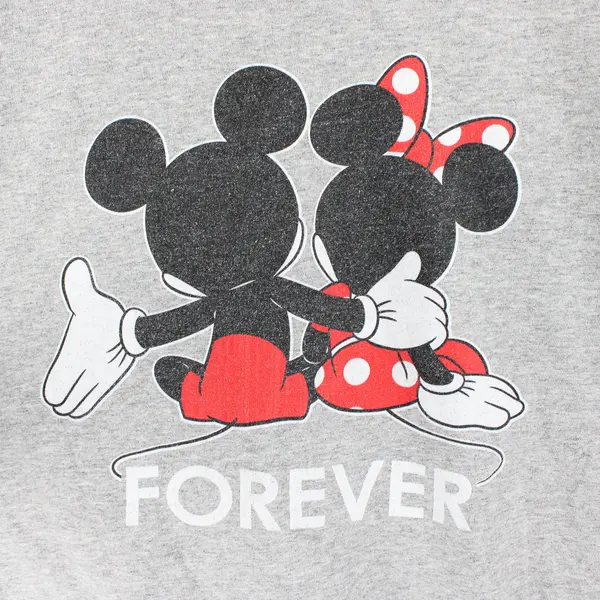 Delta Soft Disney Adult XL Gray "Forever" Mickey & Minnie Graphic T-Shirt