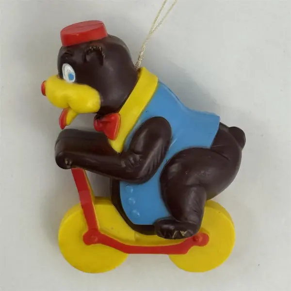 1972 K.P.I. Bicycle Bear Celluloid Toy