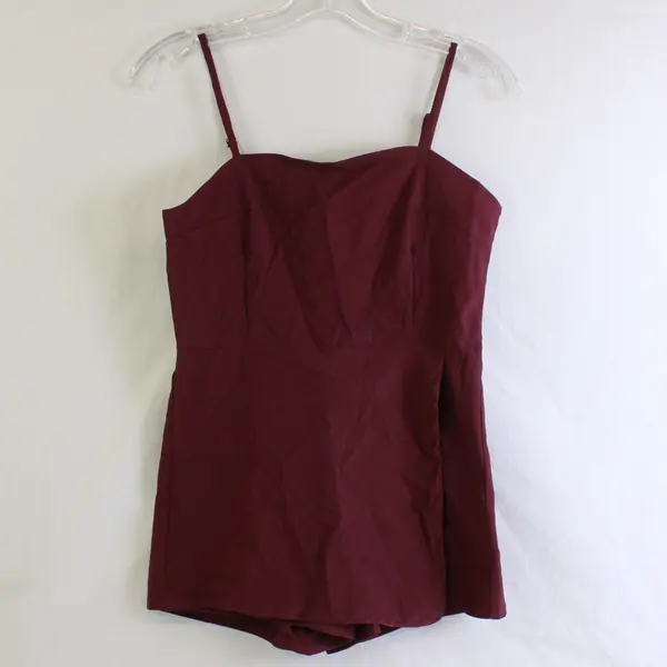 Justify Women's S Deep Plum Spaghetti Strap Romper with Skort