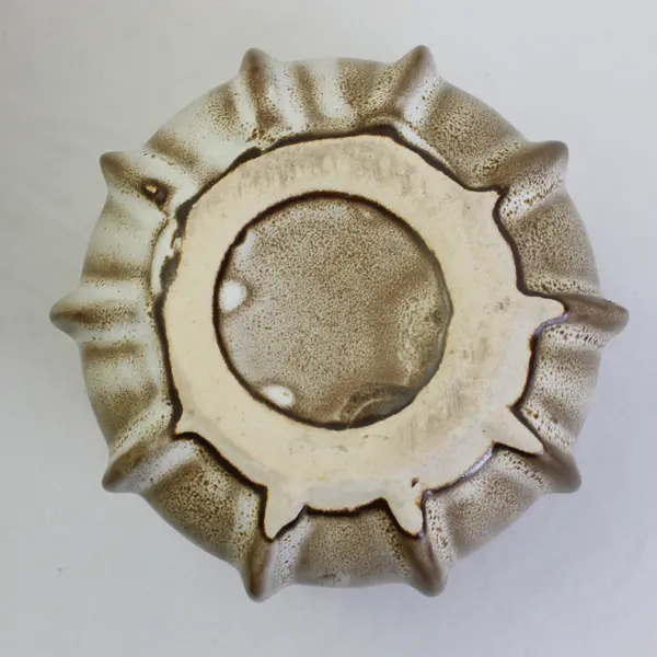 Art Pottery Textured Ribbed Brown Ceramic Planter 4.25" Succulent