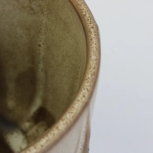 Art Pottery Textured Ribbed Brown Ceramic Planter 4.25" Succulent