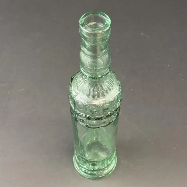 Vintage Hand Blown Aqua Tint Bottle Rib And Rope Pattern 13"