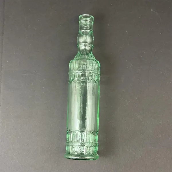 Vintage Hand Blown Aqua Tint Bottle Rib And Rope Pattern 13"