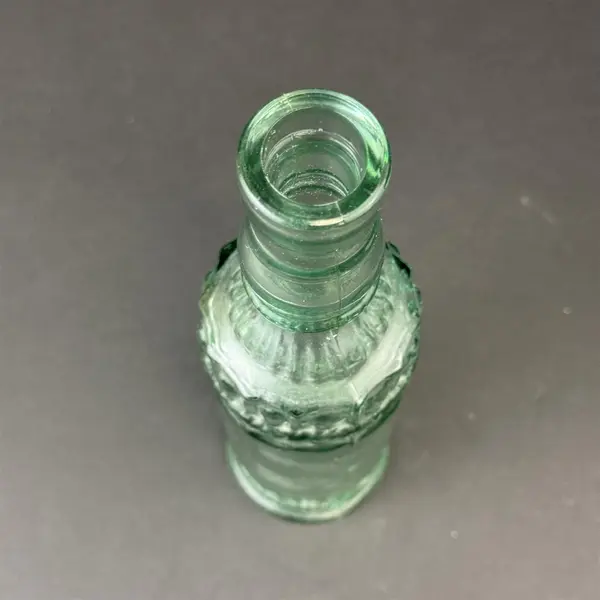 Vintage Hand Blown Aqua Tint Bottle Rib And Rope Pattern 13"