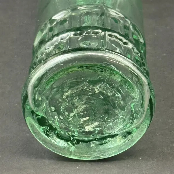 Vintage Hand Blown Aqua Tint Bottle Rib And Rope Pattern 13"