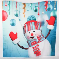 Snowman/Balls Christmas Polyester Shower Curtain, Unused
