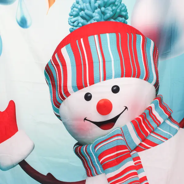 Snowman/Balls Christmas Polyester Shower Curtain, Unused