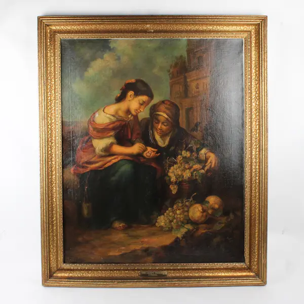 "The Grape Pickers" By Francesco De Urbina (Oil Painting, 1929, Canvas, Signed)