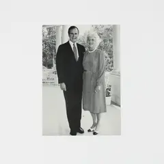 President George H.W. Bush First Lady Barbara Bush 5X7 Portrait BW Photo 