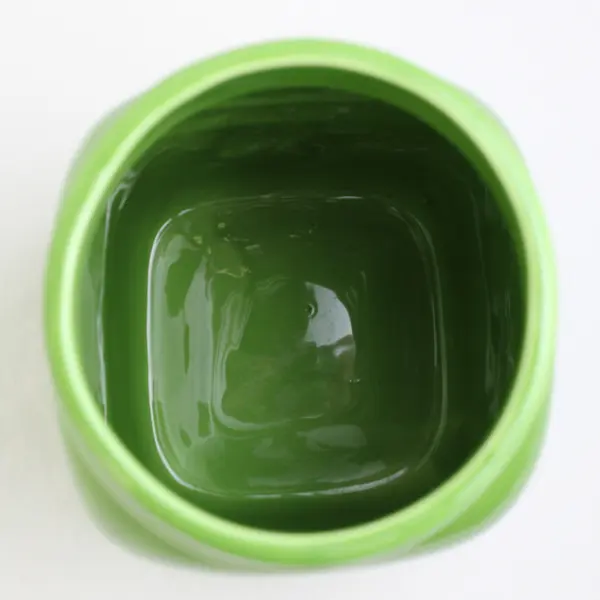 Cute Green Welcome Spring Ceramic Mason Jar  Décor 6.5" Tall No Lid