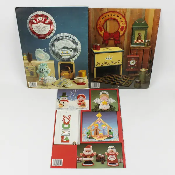 Lot of 3 Leisure Arts Craft Leaflets Various Needlecraft Stencils 1983-1986 Good