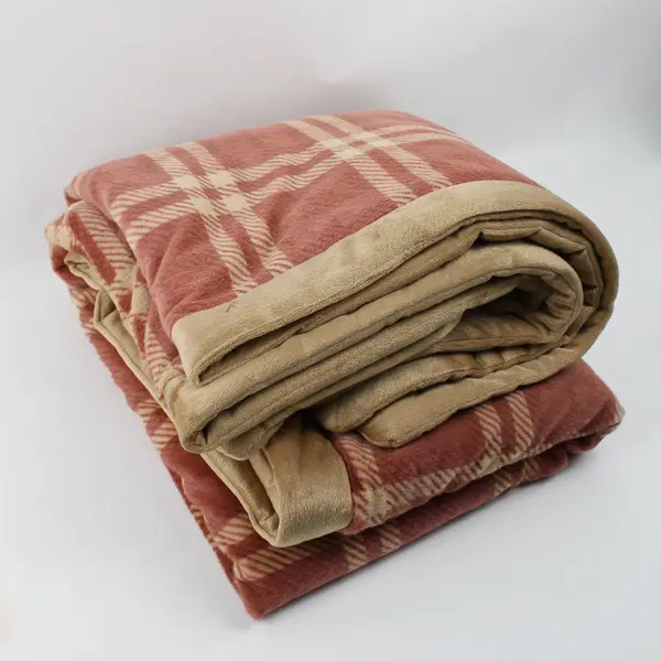 Hyde Park Beige And Pink Plaid Patterned Throw Blanket 49" x 59"