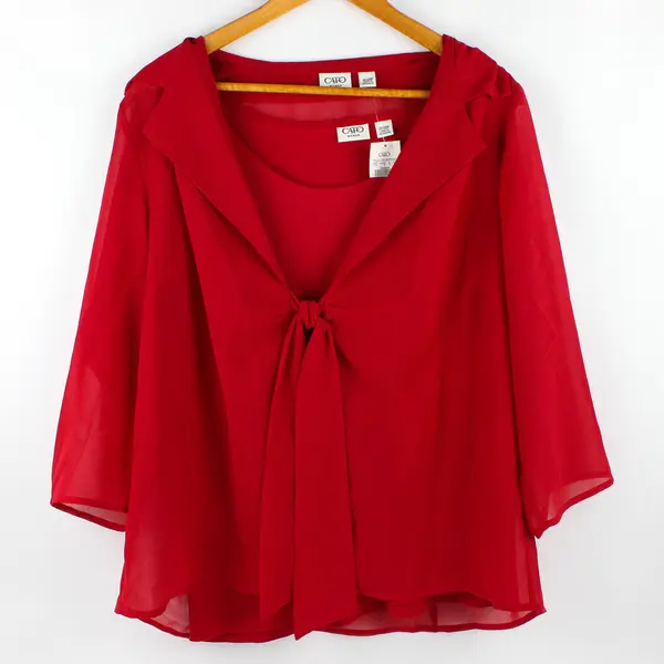 NWT Cato Women's 18/20W Red Chiffon Ruffle Sheer Tunic Top and Undershirt