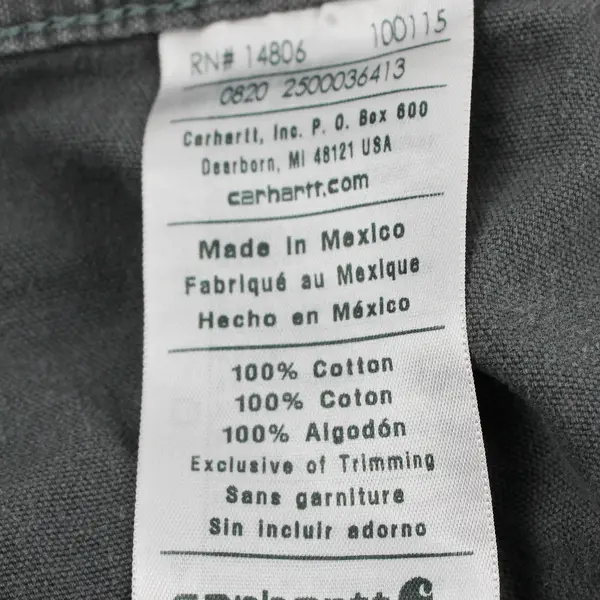 Carhartt Men's 38 Gray B147 FAT Original Fit Carpenter 100% Cotton Shorts