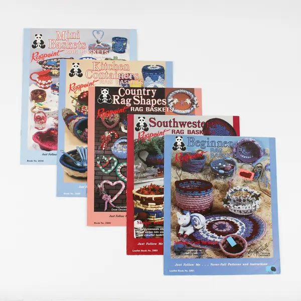 Vintage Lot of 5 Rugpoint Rag Basket Patterns 1986 - 1987 Suzanne McNeill Design