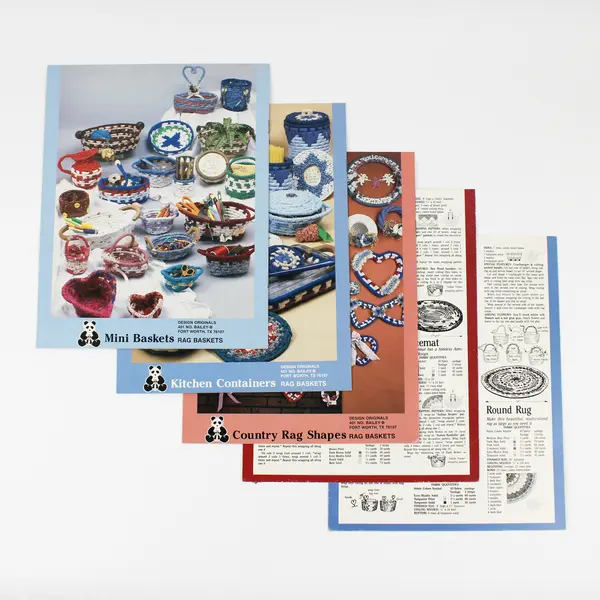 Vintage Lot of 5 Rugpoint Rag Basket Patterns 1986 - 1987 Suzanne McNeill Design