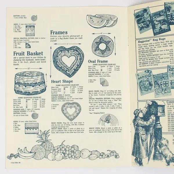 Vintage Lot of 5 Rugpoint Rag Basket Patterns 1986 - 1987 Suzanne McNeill Design