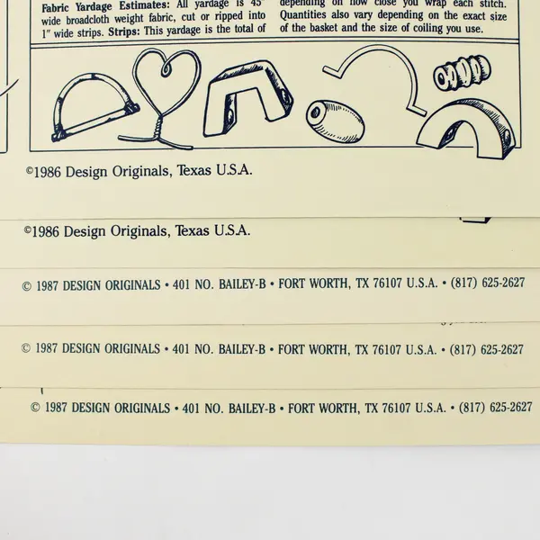 Vintage Lot of 5 Rugpoint Rag Basket Patterns 1986 - 1987 Suzanne McNeill Design
