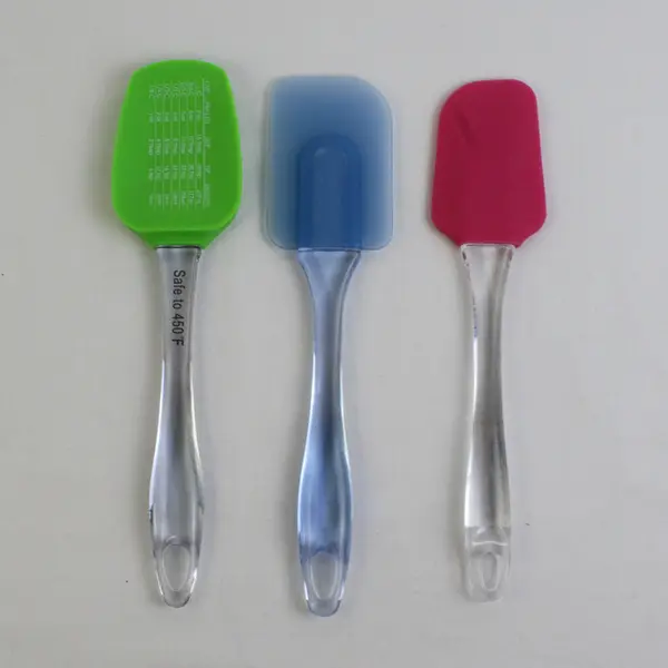 Lot of 3 Spatulas 10in Colorful Cooking Baking Utensils Green Blue Pink