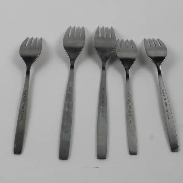 Lot Of 5 Silver West Bend (Stainless) Flatware 2 Dinner Forks 3 Salad