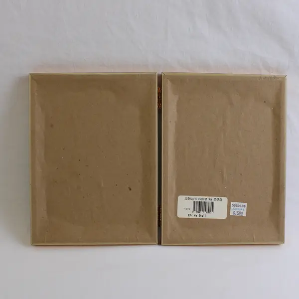 Ornate Gold Metal Double 5" x 7" Hinged Photo Frame, Religious insert, 1996