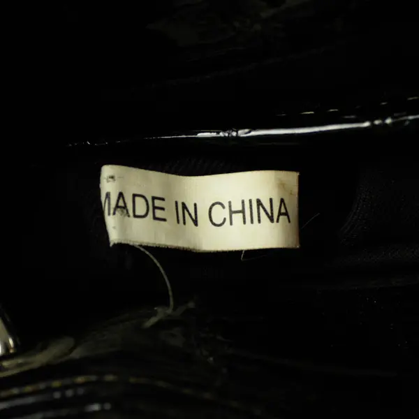 Black Faux Patent Leather Medium Handbag