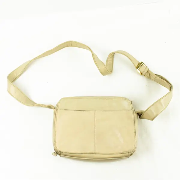 Worthington Small Genuine Leather Beige Crossbody Purse Adjustable Strap