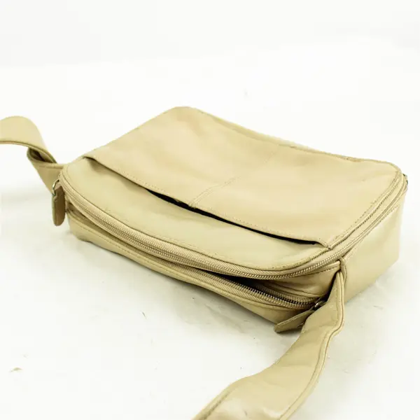 Worthington Small Genuine Leather Beige Crossbody Purse Adjustable Strap