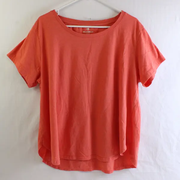 Colosseum Solid Orange Color Short Sleeve T-Shirt Women XXL