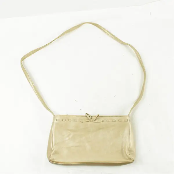Worthington Small Genuine Leather Clutch Gold-Tone & Shoulder Strap