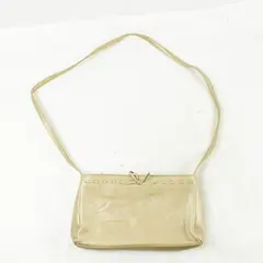 Worthington Small Genuine Leather Clutch Gold-Tone & Shoulder Strap