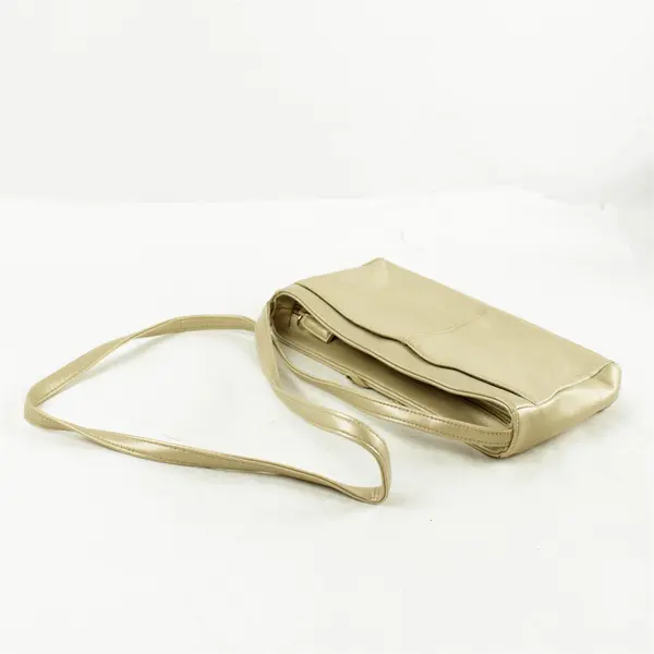Worthington Small Genuine Leather Clutch Gold-Tone & Shoulder Strap
