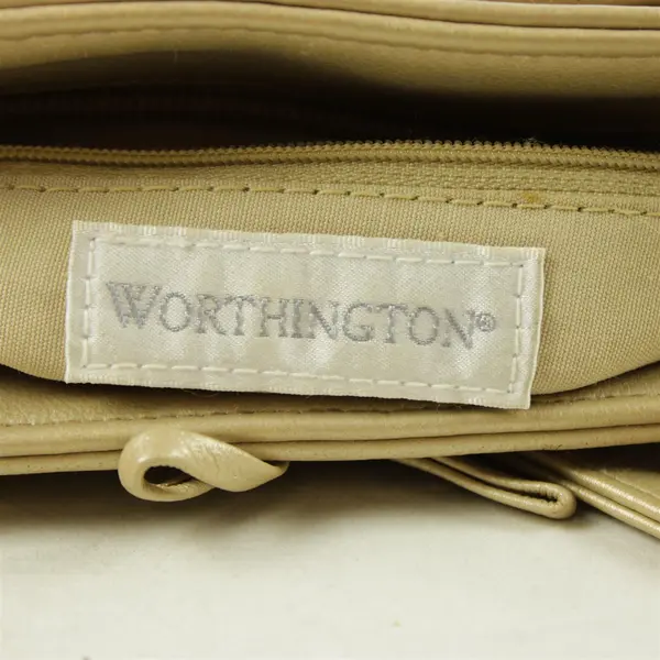 Worthington Small Genuine Leather Clutch Gold-Tone & Shoulder Strap