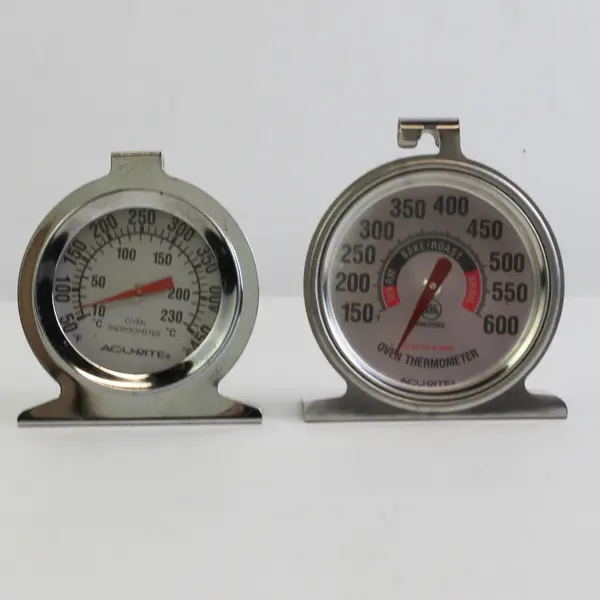 Lot of 2 Acu-Rite Stainless Steel Oven Thermometers 50-450 Deg & 150-600 Deg