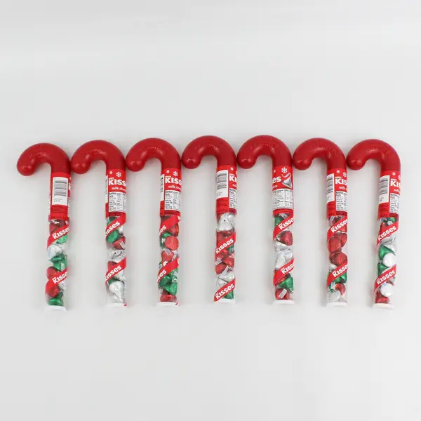 Lot of 7 Hershey Kisses Filled Candy Cane Tubes  Best By Date August 2035